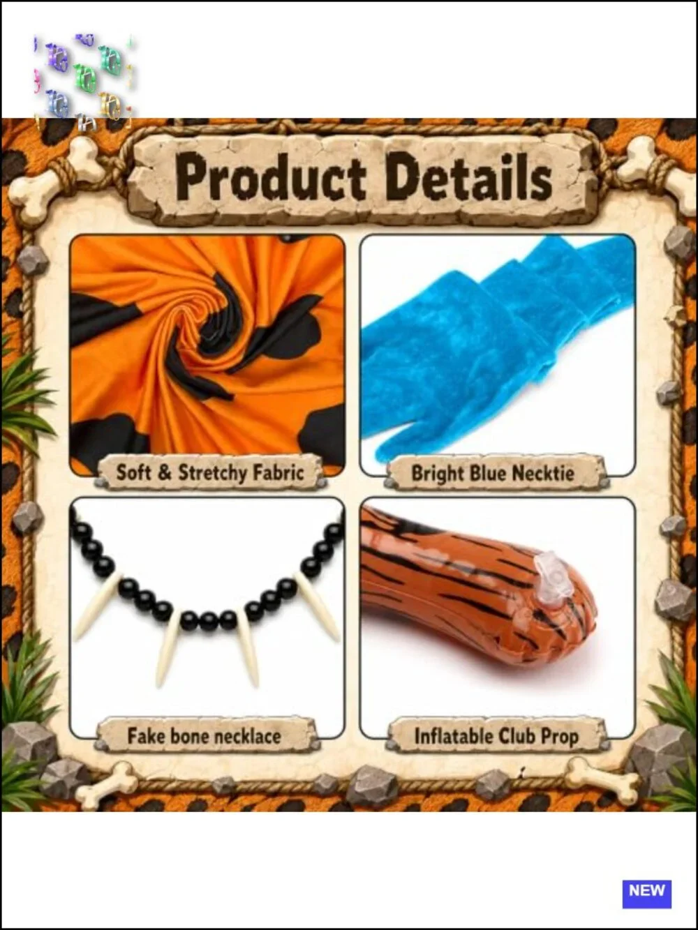 Caveman Halloween Costume Set with Inflatable Club, Tunic & Accessories